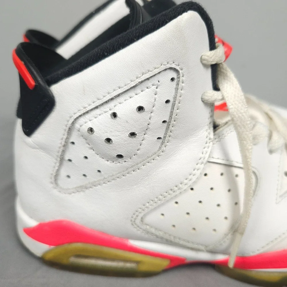 Nike Air Jordan 6 Shoes Boy 6.5y  White Infrared Retro Leather Lace Up - Picture 7 of 16
